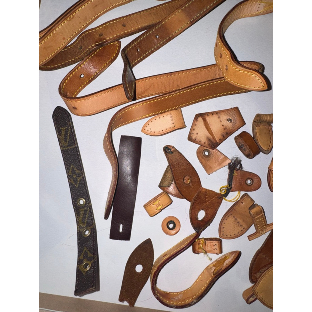 SKU-S005 | Vachetta Leather Scrap Lot Straps Tabs Repair Pieces Mixed Bundle - Picture 3 of 7